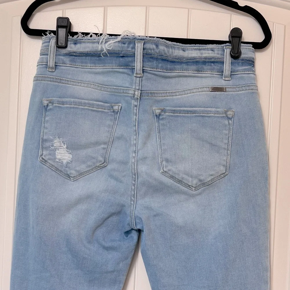 KANCAN light wash denim high waist distressed skinny jeans,frayed hem size 9